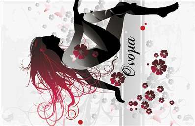 Επαγγελματική κάρτα κομμωτηρίου με κόκκινα μαλλιά και ανοιχτόχρωμα άνθη, κομψή γραμματοσειρά και χώρος για πληροφορίες.