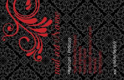  Η εκτύπωση μιας επαγγελματικής κάρτας για μανικιούρ είναι μια εξαιρετική επιλογή για κάθε επαγγελματία στον τομέα της ομορφιάς. Σε αυτό το template επαγγελματικών καρτών, η σχεδίαση είναι κομψή και εντυπωσιακή, με έναν πλούσιο συνδυασμό μαύρου φόντου και κόκκινων διακοσμητικών στοιχείων που προσθέτουν μία αίσθηση πολυτέλειας. Η γραμματοσειρά είναι ευανάγνωστη και μοντέρνα, ενώ το layout είναι προσεγμένο, διευκολύνοντας την ομαλή ροή των πληροφοριών. Η επιλογή αυτών των οπτικών στοιχείων αντανακλά τη σοβαρότητα και την επαγγελματική διάσταση της υπηρεσίας σας, ενισχύοντας την αξιοπιστία σας στους πελάτες σας. Οι λεπτομέρειες της κάρτας μεταφέρουν το μήνυμα της εξειδίκευσης σας στον τομέα των μανικιούρ, κάνοντάς την κατάλληλη επιλογή για επαγγελματίες που επιθυμούν να κάνουν θετική εντύπωση. Επιπλέον, το design παρέχει ευελιξία, επιτρέποντάς σας να προσθέσετε το τηλέφωνό σας, διεύθυνση και άλλες πληροφορίες επικοινωνίας, καθιστώντας την κάρτα σας έναν ολοκληρωμένο εργαλείο προώθησης. Αυτή η επαγγελματική κάρτα είναι η τέλεια λύση για να προβάλετε τις υπηρεσίες σας και να ενισχύσετε την παρουσία σας στην αγορά της ομορφιάς. Μια ισχυρή και επαγγελματική πρώτη εντύπωση μπορεί να είναι καθοριστική για τη σχέση σας με τους πελάτες, και αυτή η κάρτα σίγουρα θα σας βοηθήσει να το πετύχετε αυτό. Μπορείτε να κάνετε όποιες αλλαγές θέλετε μέσω του online σχεδιαστικού εργαλείου.