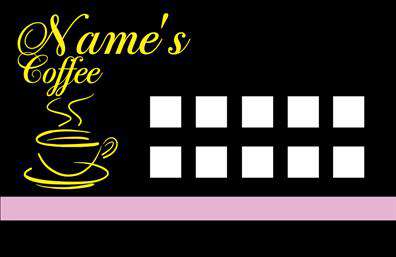  Αυτό το πρότυπο επαγγελματικής κάρτας είναι ιδανικό για καφετέρειες και προσφέρει έναν έξυπνο τρόπο για να δημιουργήσετε μια εκπτωτική κάρτα με δυνατότητα συμπλήρωσης κουπονιών. Το σχέδιο είναι μοντέρνο, με μαύρο φόντο, κίτρινα γράμματα και ροζ γραμμή στο κάτω μέρος για κομψή εμφάνιση. Ο χώρος για το όνομα του καφέ βρίσκεται στην πάνω αριστερή γωνία, ενώ τα κουτάκια στη δεξιά μεριά μπορούν να χρησιμοποιηθούν για σημειώσεις εκπτωτικών προγραμμάτων. Ο χρήστης μπορεί να προσαρμόσει το όνομα της επιχείρησης και τις λεπτομέρειες επικοινωνίας σύμφωνα με τις ανάγκες του. Το online σχεδιαστικό εργαλείο επιτρέπει όλες τις απαραίτητες τροποποιήσεις ώστε να δημιουργήσετε την τέλεια κάρτα για την επιχείρησή σας.