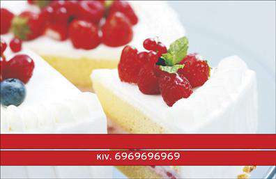    Σχέδιο για εκτύπωση επαγγελματικών καρτών για ζαχαροπλαστεία    Αυτό το ελκυστικό template για επαγγελματικές κάρτες συνδυάζει την απλότητα και την κομψότητα, ιδανικό για τους επαγγελματίες στον τομέα της ζαχαροπλαστικής. Η χρήση φωτεινών και ζωντανών χρωμάτων σε αποχρώσεις κρεμ και κόκκινου δημιουργεί μια γλυκιά αίσθηση που παραπέμπει άμεσα στις απολαυστικές δημιουργίες του ζαχαροπλαστείου σας.    Η γραμματοσειρά είναι μοντέρνα και καθαρή, προσδίδοντας επαγγελματισμό και ευκολία στην ανάγνωση των πληροφοριών. Το layout της κάρτας είναι ευέλικτο, επιτρέποντας την εισαγωγή των στοιχείων επικοινωνίας σας, όπως το κινητό σας τηλέφωνο, διεύθυνση και το λογότυπο της επιχείρησης, κάνοντάς την τέλεια επιλογή για την προώθηση των γλυκών σας δημιουργιών.    Η κάρτα αναδεικνύει την εμπειρία και την εξειδίκευσή σας στη ζαχαροπλαστική, προσδίδοντας αξιοπιστία και ευχάριστη διάθεση στους πελάτες σας.    Ιδανική για να βοηθήσει κάθε ζαχαροπλάστη να κάνει μια ισχυρή και επαγγελματική πρώτη εντύπωση στους πελάτες του, ενισχύοντας την εικόνα του στον τομέα του.    Μπορείτε να κάνετε όποιες αλλαγές θέλετε μέσω του online σχεδιαστικού εργαλείου μας. 