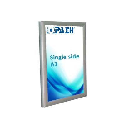 Πολύ λεπτό φωτεινό πλαίσιο με φωτισμό LED για προβολή backlit film.Είναι μονής όψης με snap frame	Η διάσταση της εκτύπωσης είναι σε μέγεθος Α3, 29,7cm x 42cm