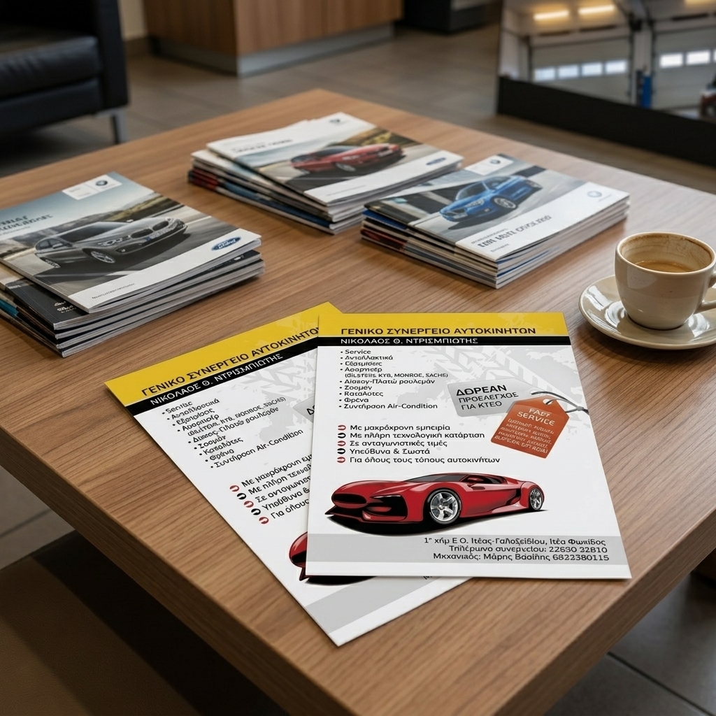   Ελκυστικοί Flyers για Κάθε Περίσταση    Ανακαλύψτε τους καταπληκτικούς     flyers    μας, σχεδιασμένους με έντονα χρώματα και στρατηγική διάταξη (layout) που μαγνητίζουν το βλέμμα. Η χρήση ζωντανών αποχρώσεων, όπως κόκκινο και κίτρινο, προσθέτει ενέργεια και ενθουσιασμό, κάνοντάς τους να ξεχωρίζουν. Οι γραμματοσειρές είναι σύγχρονες και ευανάγνωστες, εξασφαλίζοντας ότι το μήνυμά σας μεταφέρεται με σαφήνεια και αποτελεσματικότητα.    Τα οπτικά στοιχεία, όπως οι επαγγελματικές εικόνες και τα γραφικά, ενισχύουν την επικοινωνία του περιεχομένου, προσελκύοντας την προσοχή των δυνητικών πελατών. Κάθε     flyer    δημιουργείται με σκοπό να προβάλλει την επιχείρησή σας ή τις προσφορές σας, είτε πρόκειται για εκπτώσεις σε σούπερ μάρκετ, είτε για νέα προϊόντα και υπηρεσίες.    Για παράδειγμα, οι     flyers    είναι ιδανικοί για την προώθηση αθλητικών ακαδημιών, την ενημέρωση για καλοκαιρινές προσφορές, ή τη διαφήμιση ενοικιαζόμενων ακινήτων. Η εκτύπωση τους μπορεί να αποδειχθεί κρίσιμη και για πολιτικές εκστρατείες ή εκδηλώσεις, καθώς βοηθούν στην προσέγγιση του κοινού με στοχευμένο τρόπο.    Η χαρά μας είναι να φτιάξουμε     flyers    προσαρμοσμένους στις ανάγκες σας, ώστε να προβάλετε με τον καλύτερο δυνατό τρόπο την επιχείρησή σας. Εμπιστευθείτε το τυπογραφείο μας για τις εκτυπώσεις σας και ας δημιουργήσουμε μαζί τον τέλειο flyer που θα κλείσει το μάτι στους πελάτες σας! 