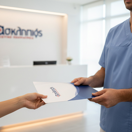 		 Folder εγγράφων Α4 		 Ανακαλύψτε το νέο μας folder εγγράφων Α4, μία εξαιρετική επιλογή για την προστασία και την παρουσίαση των σημαντικών εγγράφων σας. Το folder διαθέτει ένα εντυπωσιακό και επαγγελματικό σχέδιο, με ζωντανά χρώματα που τραβούν την προσοχή και δημιουργούν μια θετική εντύπωση στους παραλήπτες. 		 Η διάταξη (layout) του folder είναι προσεκτικά σχεδιασμένη ώστε να διευκολύνει την πρόσβαση στα έγγραφα που περιέχει. Οι καθαρές γραμμές και το minimalist design προσφέρουν μία αίσθηση κομψότητας και οργάνωσης. Χρησιμοποιούμε σύγχρονες γραμματοσειρές που είναι ευανάγνωστες, ενισχύοντας την επαγγελματική εικόνα της επιχείρησής σας. 		 Το folder είναι τυπωμένο σε χαρτόνι υψηλής αντοχής 350γρ, εξασφαλίζοντας μέγιστη προστασία για τα έγγραφά σας. Το ανθεκτικό αυτό υλικό διατηρεί την ποιότητά του ακόμα και με συνεχή χρήση, προσφέροντας μακροχρόνια διάρκεια και αντοχή στις γρατσουνιές και τις φθορές. 		 Έχετε τη δυνατότητα να προσαρμόσετε το folder σας με τυπωμένα λογότυπα, επωνυμίες και εταιρικά χρώματα, δημιουργώντας έτσι μια μοναδική ταυτότητα για την επιχείρησή σας. Επιπλέον, υπάρχει η δυνατότητα προσθήκης ειδικών θυλάκων για κάρτες ή ένθετα για φυλλάδια, για την καλύτερη οργάνωση των εγγράφων σας. 		Τυπικά χαρακτηριστικά												 Σχήμα κλειστό 22.5x32 εκ. 						 Σχήμα ανοικτό 45x32 εκ. 						 Ψηφιακή εκτύπωση 						 Πίκμανση στο δίπλωμα 						 Κολλητή τσέπη εγγράφων 						 Θέση για επαγγελματική κάρτα στην τσέπη										Αυτό το folder είναι ιδανικό για: 						 Επαγγελματικές παρουσιάσεις 				 Διανομή προσφορών σε πελάτες 				 Εκπαιδευτικά προγράμματα και σεμινάρια 				 Συμμετοχή σε εμπορικές εκθέσεις 				 Διάδοση πληροφοριών σε συνέδρια 				 Καταθέσεις και προτάσεις για νομικούς και οικονομικούς επαγγελματίες 								Η εκτύπωση εντύπων μπορεί να είναι είτε ψηφιακή είτε offset, ανάλογα με τις απαιτήσεις και την ποσότητα που χρειάζεστε. Μπορούμε επίσης να σχεδιάσουμε το έντυπο που χρειάζεστε από την αρχή ή να τυπώσουμε από τη δική σας έτοιμη μακέτα.		 Ζητήστε μας μια προσφορά για τα έντυπα σας, σήμερα.  