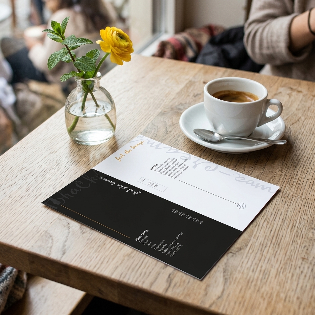 Κατάλογος café με φρέσκα χρώματα και ελκυστικά γραφικά, προσαρμόσιμος με λογότυπο, ιδανικός για παρουσίαση μενού.