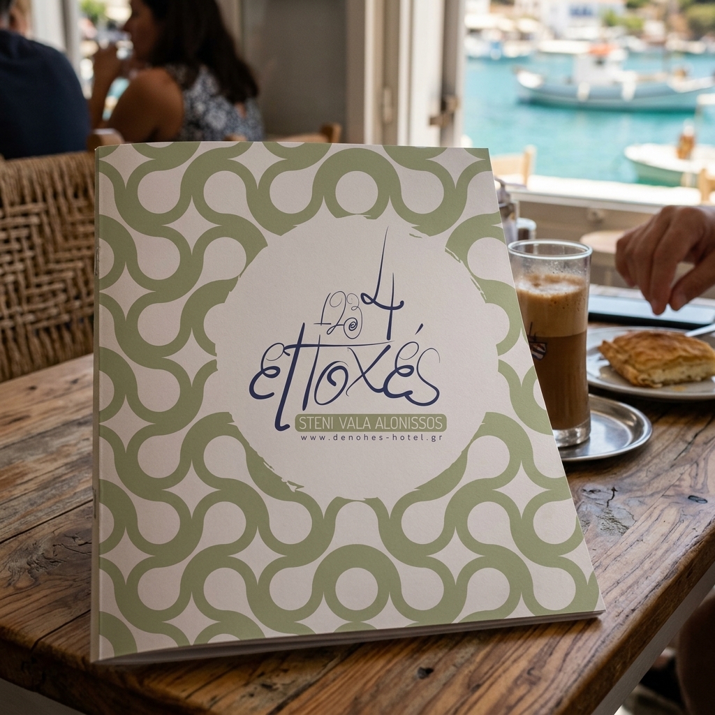 Κατάλογος café με μοντέρνο σχέδιο, ζωντανά χρώματα και λογότυπο, ιδανικός για παρουσίαση προϊόντων.