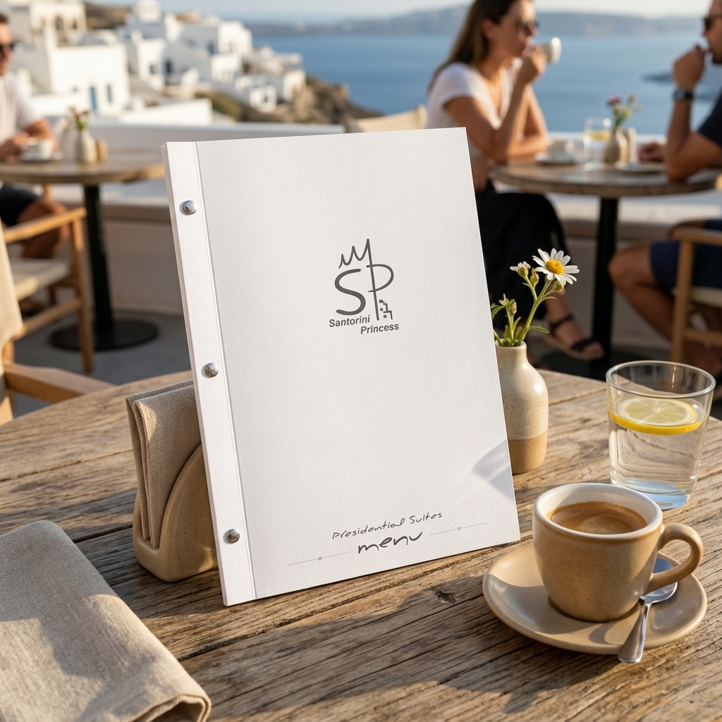 Κατάλογος café με ζωντανά χρώματα και καλαίσθητη διάταξη, ιδανικός για την προώθηση πιάτων και ποτών.