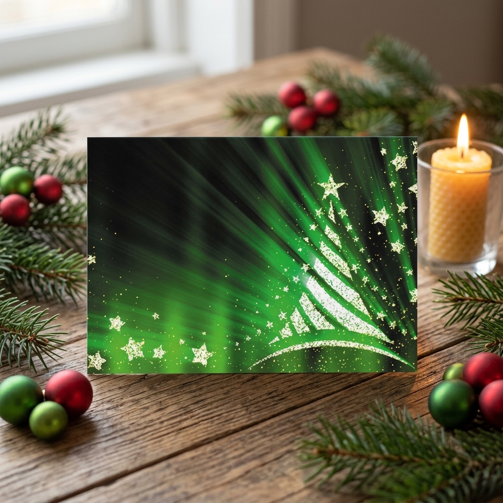 Η οριζόντια χριστουγεννιάτικη κάρτα XMS-HOR-169 προσφέρει μαγικές στιγμές με το μοναδικό της σχέδιο σε πράσινο, κόκκινο και χρυσό. Ιδανική για προσωπικά και επαγγελματικά μηνύματα, διατίθεται για προσαρμογή με λογότυπο. Κάντε την παρουσία σας ξεχωριστή αυτές τις γιορτές.