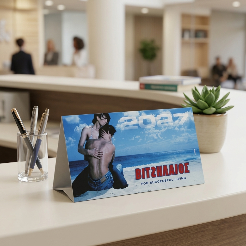 Ανακαλύψτε το τριγωνικό επιτραπέζιο ημερολόγιο μας, ιδανικό για γραφεία. Διαθέτει υψηλή ποιότητα εκτύπωσης και είναι προσαρμόσιμο με το λογότυπό σας. Ιδανικό για επαγγελματικούς χώρους, προσφέρει οργανωμένη εμφάνιση και λειτουργικότητα.