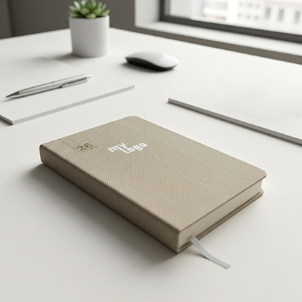 Ημερολόγιο Ατζέντα Tailor Made 3570 με εκτύπωση UV																		Σχήμα 14x21 εκ.												Μπεζ												Εύκαμπτη βιβλιοδεσία												Πυρογραφικό υλικό με tweed μοτίβο												Στρογγυλές γωνίες												Λάστιχο 									Στο εξώφυλλο του ημερολογίου μπορεί να εκτυπωθεί το λογότυπο σας.			Η εκτύπωση γίνεται με εκτυπωτή UV που αποδίδει όσο το δυνατό καλύτερα τα λογότυπα.												Τα ημερολόγια που παρουσιάζουμε είναι ενδεικτικά και προσφέρονται ανάλογα τη διαθεσιμότητα. Το τελικό αποτέλεσμα ενδέχεται να διαφέρει ανά περίπτωση			Επικοινωνήστε μαζί μας για να βρούμε μαζί το ημερολόγιο που θέλετε.      