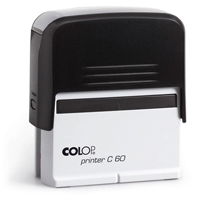 Αυτομελανώμενη σφραγίδα Colop - Printer C60	H Colop - Printer C60 ανήκει στις νέες αυτομελώμενες σφραγίδες που δεν απαιτούν τη χρήση ξεχωριστού ταμπόν μελανιού.Η χάραξη στο λάστιχο αποτύπωσης γίνεται με χρήση laser που αποδίδει ακόμα και τα πιο λεπτομερή λογότυπα ή τα πιο λεπτά γράμματα για χιλιάδες πατήματα.Επιπλέον με τη αλλαγής του εσωτεριού ταμπόν μελανιού της σφραγίδας θα έχετε ακόμα περισσότερα πατήματα. Η σφραγίδα έχει εργονομικό σχεδιασμό για σταθερό κράτημα. Οι επιφάνειες από λάστιχο στο κάτω μέρος, αποτρέπουν την ολίσθηση της σφραγίδας κατά τη σφράγιση.	Οι διαστάσεις της επιφάνειας αποτύπωσης είναι 37x76 χιλιοστά (YxΠ).   Τα χρώματα μπορεί να διαφέρουν ανάλογα τη διαθεσιμότητα.