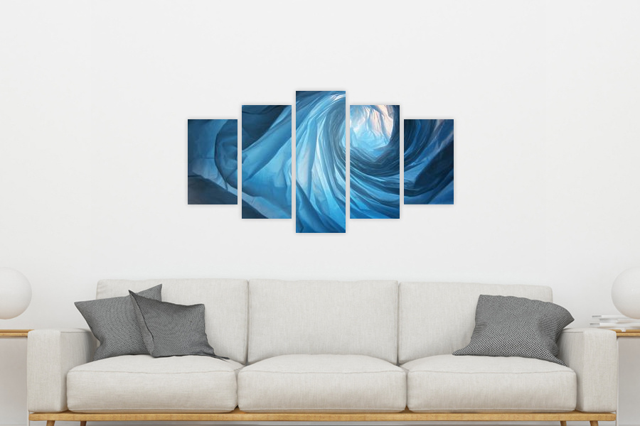 Πίνακας σε καμβά αφηρημένο, για μοντέρνο χώρο, με ζωντανά χρώματα και δυναμικές μορφές.