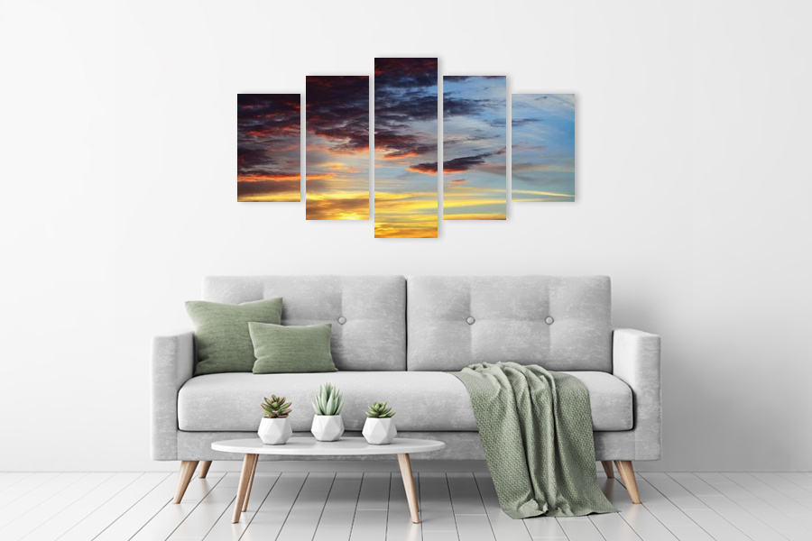 Πίνακας σε καμβά για τοίχο με τοπία, 'CLO-011', με ουρανούς και σύννεφα, σε αφηρημένο και μοντέρνο στυλ διακόσμησης.