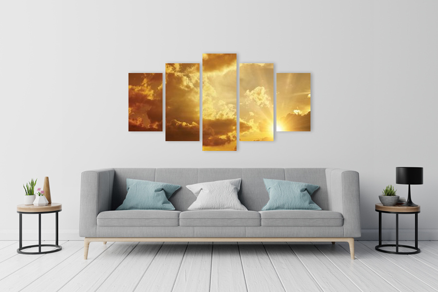 Πίνακας σε καμβά του τοπίου, CLO-062, με σύννεφα, σε ρεαλιστικό στυλ, ιδανικός για μοντέρνα διακόσμηση.