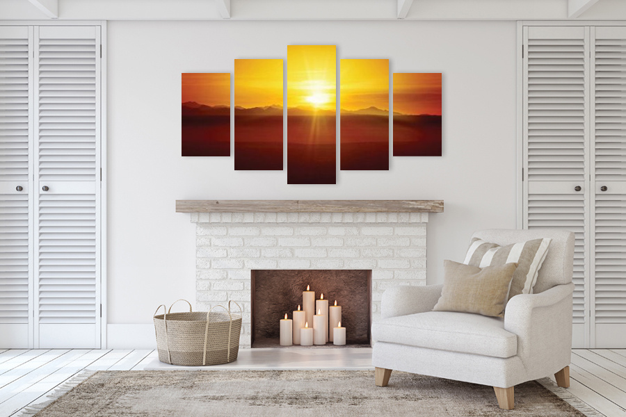 Πίνακας σε καμβά για χώρο που μπορεί να προορίζεται για τη φύση, με αφηρημένο τοπίο, σε μοντέρνο στυλ διακόσμησης.