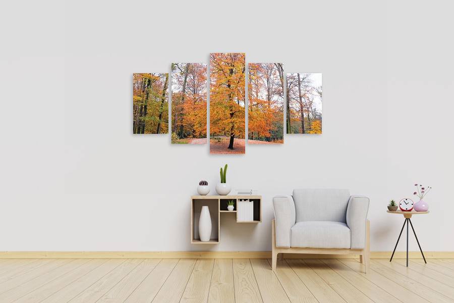 Πίνακας σε καμβά για χώρο που μπορεί να προορίζεται για σαλόνι, τοπίο φυσικού δάσους, με ρεαλιστικό και μοντέρνο στυλ διακόσμησης.