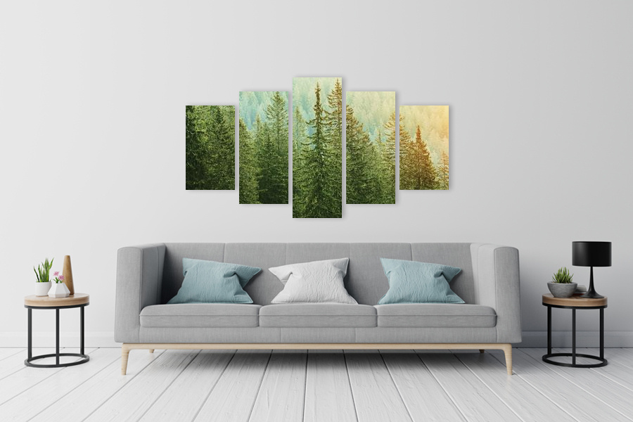 Πίνακας σε καμβά τοπίου, με δέντρα και φύση, σε ρεαλιστικό στυλ, ιδανικός για μοντέρνο χώρο.