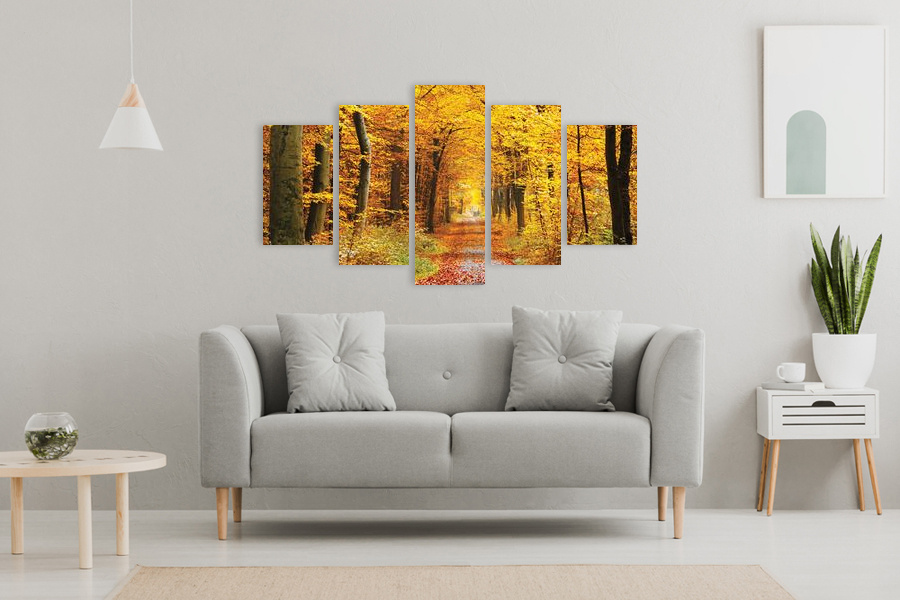 Πίνακας σε καμβά τοπίου με δάσος, σε αφηρημένο στυλ, κατάλληλος για μοντέρνα διακόσμηση.