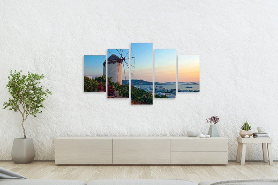 Πίνακας σε καμβά για χώρο που μπορεί να προορίζεται σε σαλόνι, τοπίο Ελλάδας σε ρεαλιστικό στυλ, μοντέρνα διακόσμηση.