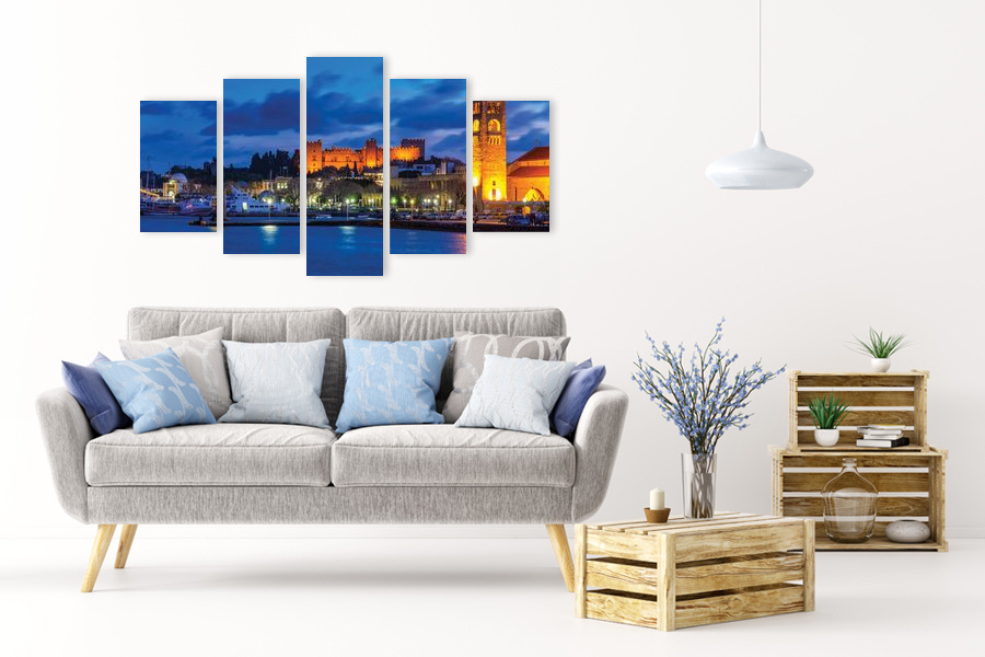 Πίνακας σε καμβά για τοίχο, τοπίο της Ελλάδας, ρεαλιστικό στυλ, ιδανικός για μοντέρνα διακόσμηση.