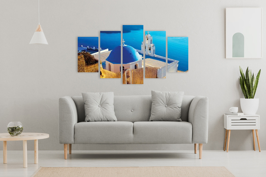 Πίνακας σε καμβά για σαλόνι με τοπίο φυσικής ομορφιάς, αφηρημένο στυλ σε μοντέρνα διακόσμηση.