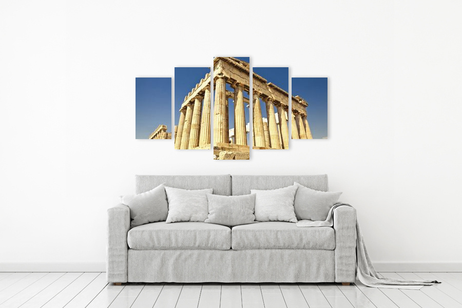 Πίνακας σε καμβά για το σαλόνι, τοπίο από την Ελλάδα, ρεαλιστικό στιλ με μοντέρνα διακόσμηση.