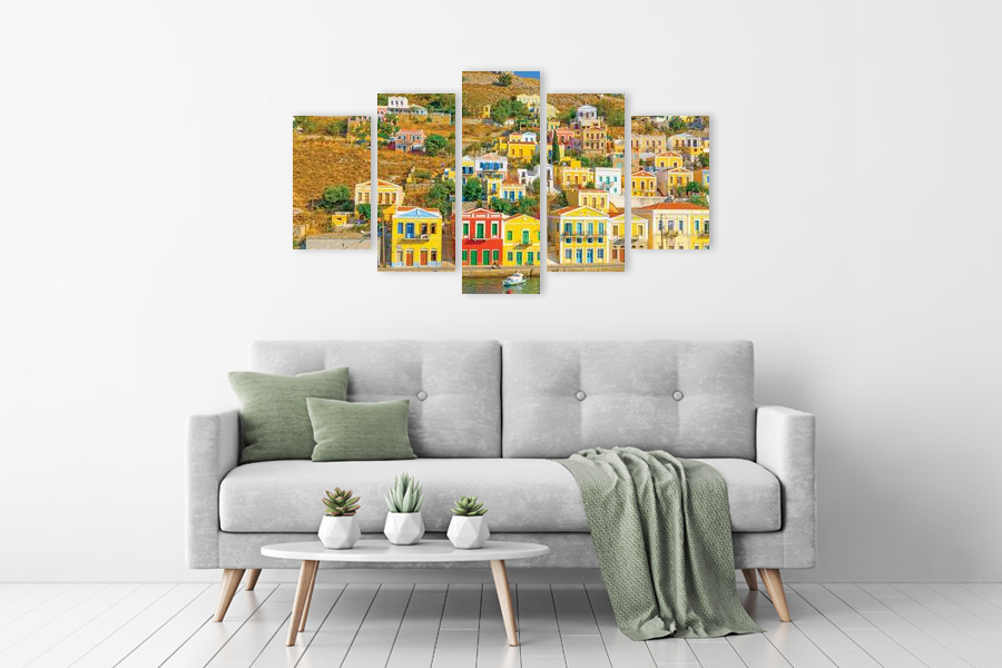 Πίνακας σε καμβά για χώρο που μπορεί να προορίζεται ως σαλονάκι, με τοπίο φυσικής ομορφιάς, αφηρημένο στυλ, μοντέρνα διακόσμηση.