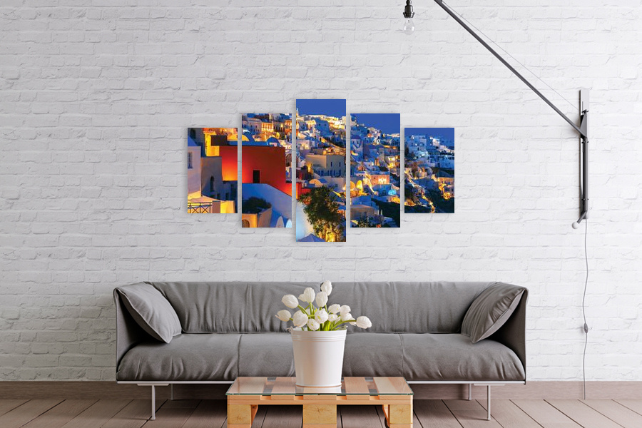 Πίνακας σε καμβά για χώρο που μπορεί να προορίζεται για καλή διαβίωση, με τοπίο της φύσης, σε ρεαλιστικό στυλ και μοντέρνα διακόσμηση.