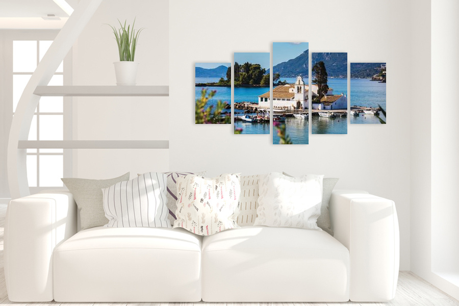 Πίνακας σε καμβά για σαλόνι, τοπίο της Ελλάδας, με ρεαλιστικό στυλ, ιδανικός για μοντέρνα διακόσμηση.