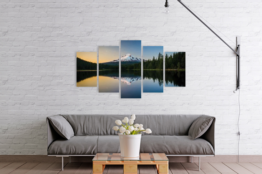 Πίνακας σε καμβά για εσωτερικό χώρο, τοπίο βουνών, σε αφηρημένο στυλ, ιδανικός για μοντέρνα διακόσμηση.