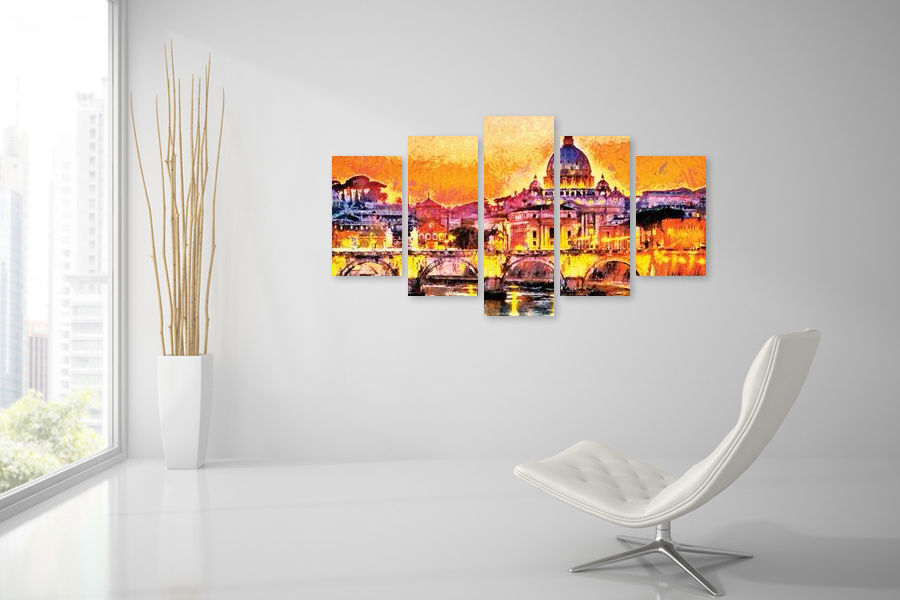 Πίνακας σε καμβά για σύγχρονο χώρο, με αφηρημένα σχέδια, σε ζωντανά χρώματα, με μοντέρνο στυλ διακόσμησης.