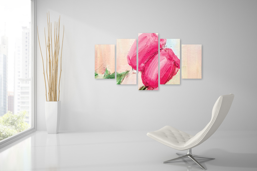 Πίνακας σε καμβά, μοντέρνος χώρος που μπορεί να προορίζεται για σαλόνι, αφηρημένο στυλ.