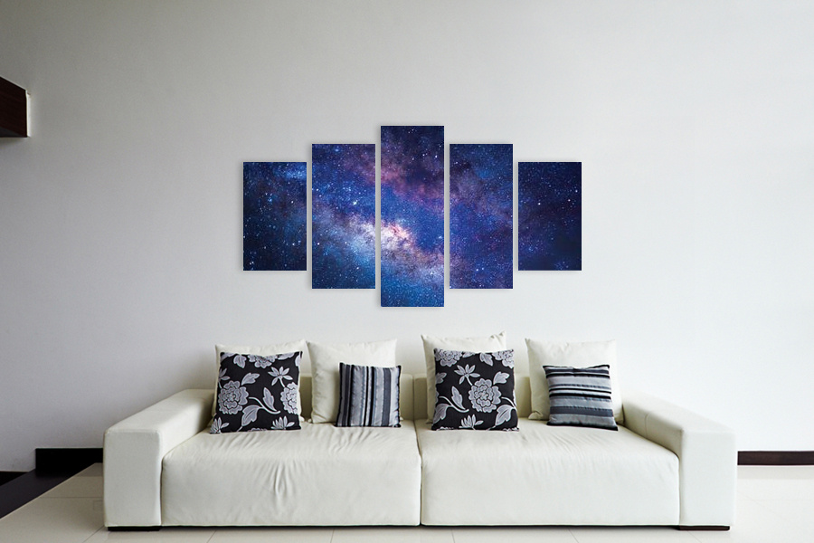 Πίνακας σε καμβά για διάστημα, με αφηρημένα στοιχεία και μοντέρνα διακόσμηση.