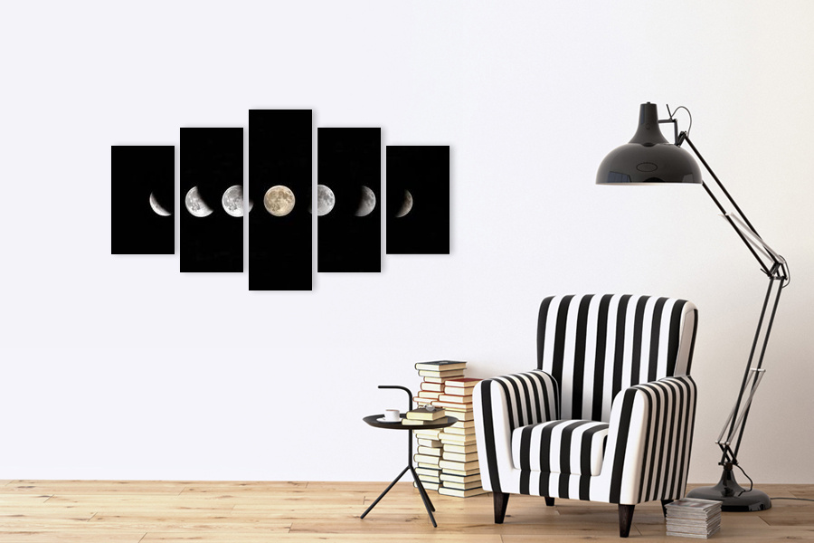 Πίνακας σε καμβά για χώρο που μπορεί να προορίζεται για δωμάτιο, με διαστημικό θέμα, σε αφηρημένο και μοντέρνο στυλ διακόσμησης.