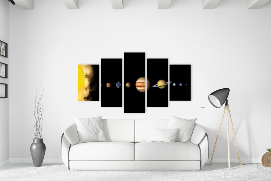 Πίνακας σε καμβά για διάστημα, με αφηρημένα σχέδια, σε μοντέρνο στυλ διακόσμησης.