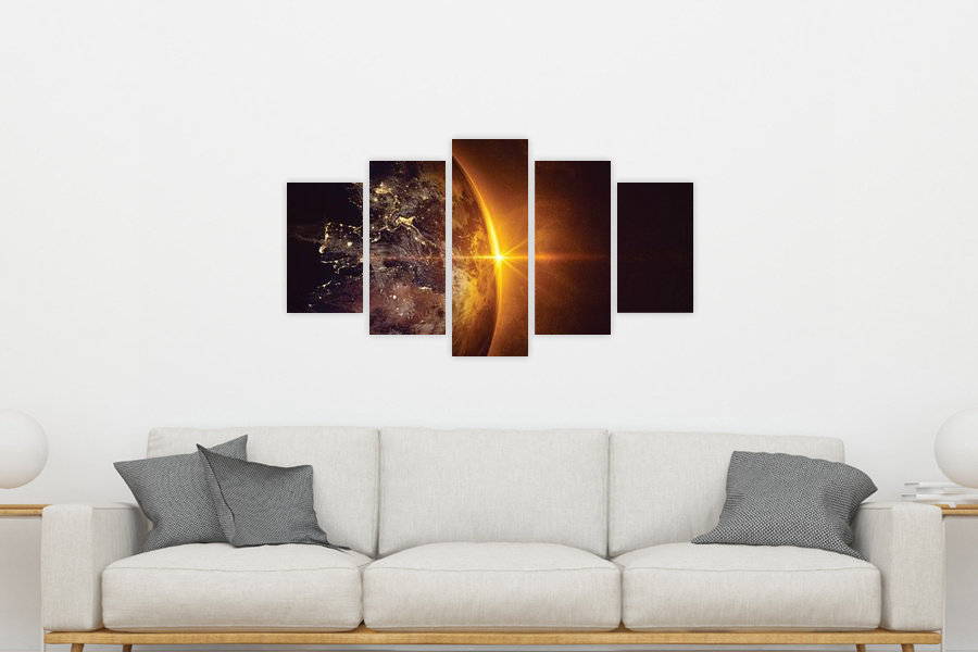 Πίνακας σε καμβά για χώρο που μπορεί να προορίζεται ως δωμάτιο, με αφηρημένο θέμα διαστημικής ομορφιάς, μοντέρνο στυλ.