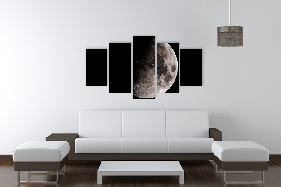 Πίνακας σε καμβά για διάστημα, με αφηρημένα αστρικά στοιχεία, σε μοντέρνα διακόσμηση.