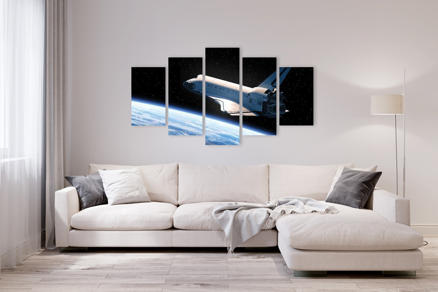 Πίνακας σε καμβά για χώρο που μπορεί να προορίζεται για σαλόνι, Διάστημα, με αφηρημένα στοιχεία, σε μοντέρνο στυλ διακόσμησης.