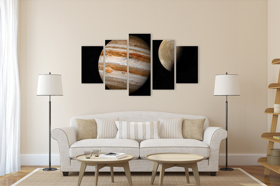 Πίνακας σε καμβά για διάστημα με αφηρημένα στοιχεία, μοντέρνα διακόσμηση.