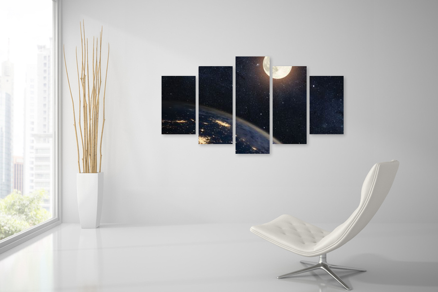 Πίνακας σε καμβά για δωμάτιο, με θέμα το διάστημα, αφηρημένο στυλ, μοντέρνα διακόσμηση.