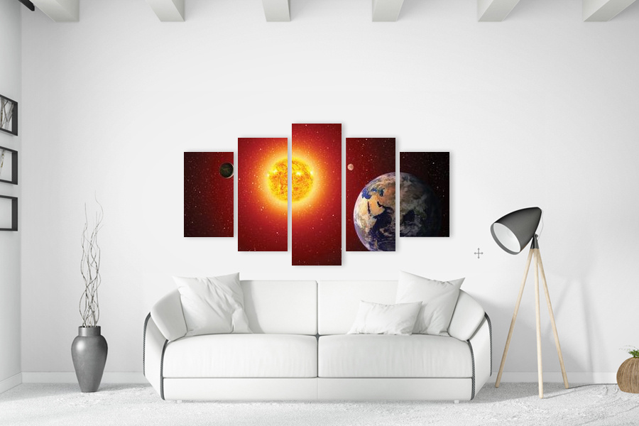 Πίνακας σε καμβά για χώρο που μπορεί να προορίζεται για διακόσμηση, με θέμα το διάστημα σε αφηρημένο στυλ.