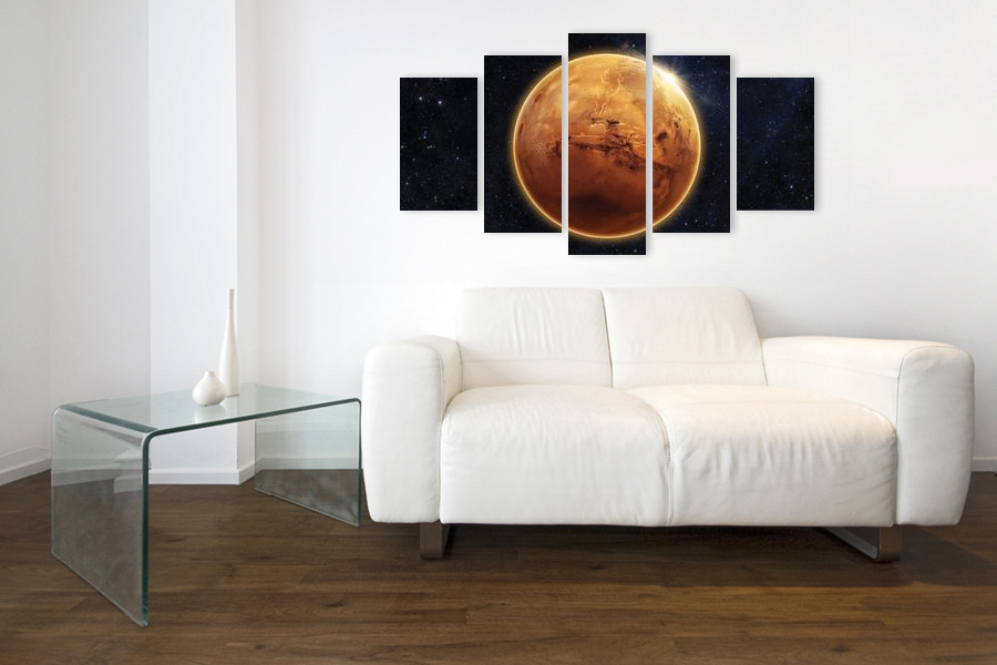 Πίνακας σε καμβά για διάστημα, με αφηρημένα σχήματα και μοντέρνο στυλ διακόσμησης.