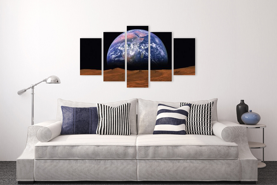 Πίνακας σε καμβά για χώρο που μπορεί να προορίζεται για γραφείο, με θέμα το διάστημα, αφηρημένο στυλ, μοντέρνα διακόσμηση.