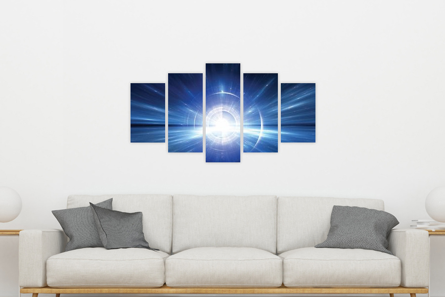 Πίνακας σε καμβά για χώρο που μπορεί να προορίζεται για χαλάρωση, με θέμα το διάστημα, σε αφηρημένο και μοντέρνο στυλ διακόσμησης.