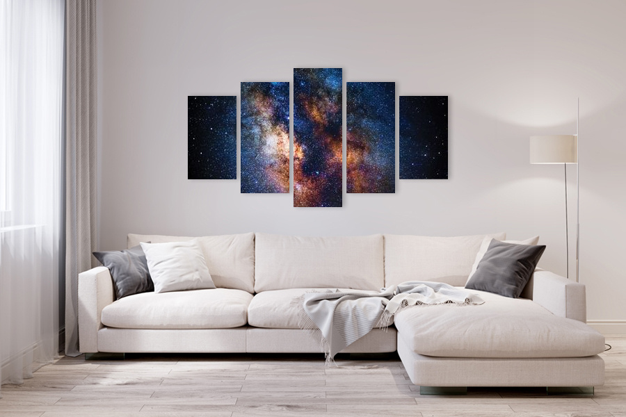 Πίνακας σε καμβά για διάστημα, αβέβαιου καλλιτέχνη, με κεντρικό θέμα τον ουρανό, σε αφηρημένο και μοντέρνο στυλ διακόσμησης.