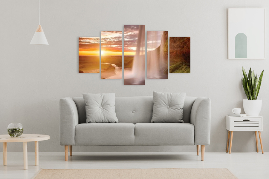 Πίνακας σε καμβά για τοίχο με καταρράκτη, αφηρημένο στυλ, ιδανικός για μοντέρνα διακόσμηση.