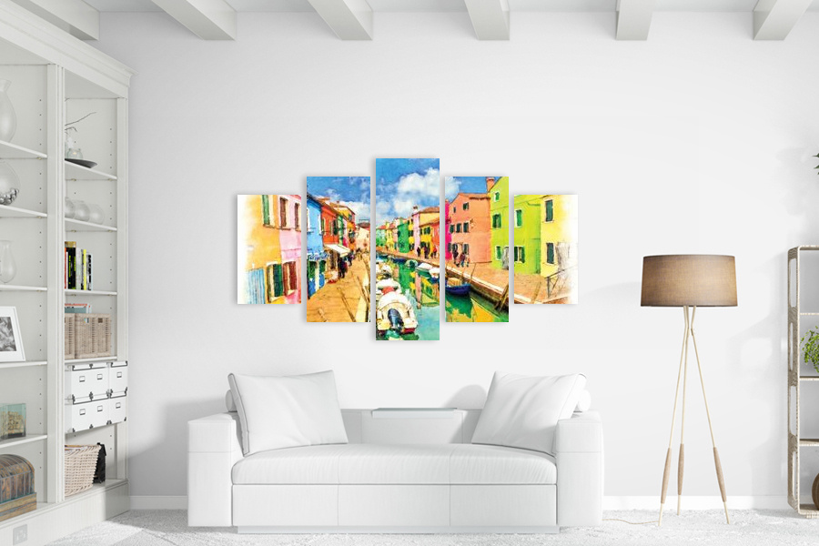 Πίνακας σε καμβά για χώρο που μπορεί να προορίζεται ως σαλόνι, με αφηρημένο στυλ διακόσμησης.