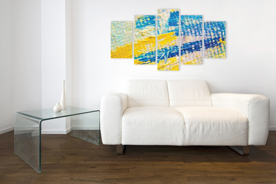 Πίνακας σε καμβά με αφηρημένο σχέδιο, κατάλληλος για μοντέρνο χώρο, με χαρακτηριστικά χρώματα και στυλ.