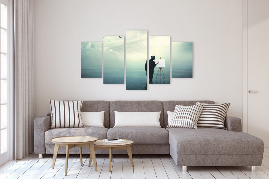 Πίνακας σε καμβά για χώρο που μπορεί να προορίζεται, με αφηρημένα μοτίβα σε μοντέρνο στυλ διακόσμησης.