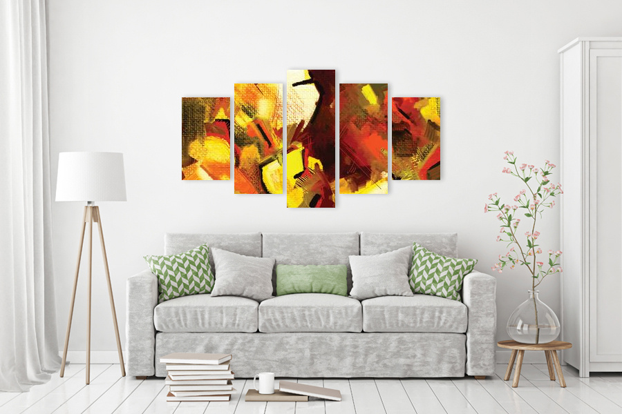 Πίνακας σε καμβά για μοντέρνο χώρο, με αφηρημένα σχέδια, ιδανικός για διακόσμηση.