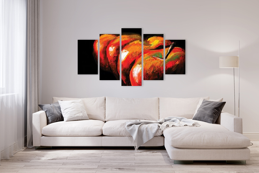 Πίνακας σε καμβά για χώρος που μπορεί να προορίζεται ως οικιακό γραφείο, με αφηρημένα στοιχεία και μοντέρνο στυλ διακόσμησης.